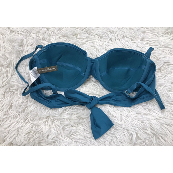 Tommy Bahama women's Swim top bikini top tie back blue 34D Unlined Underwired - Picture 3 of 5